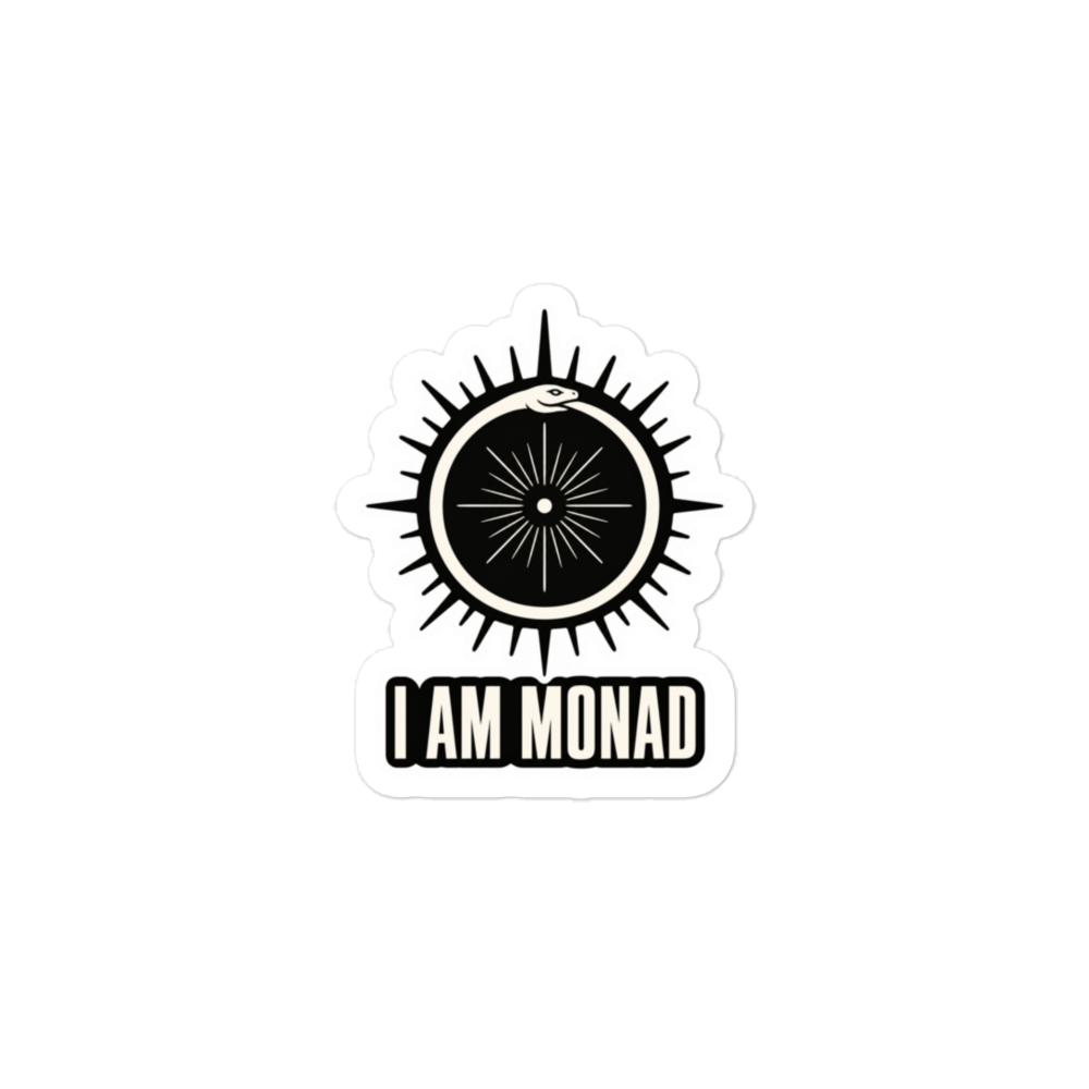 I AM MONAD Ouroboros Sticker — Minimalist Gnostic Symbol Bubble-free Sticker for Spiritual Seekers